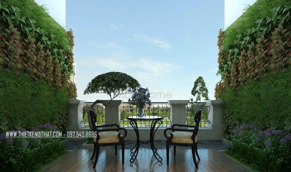 Thiết kế sảnh ngoài trời nhà liền kề khu đô thị Văn Quán